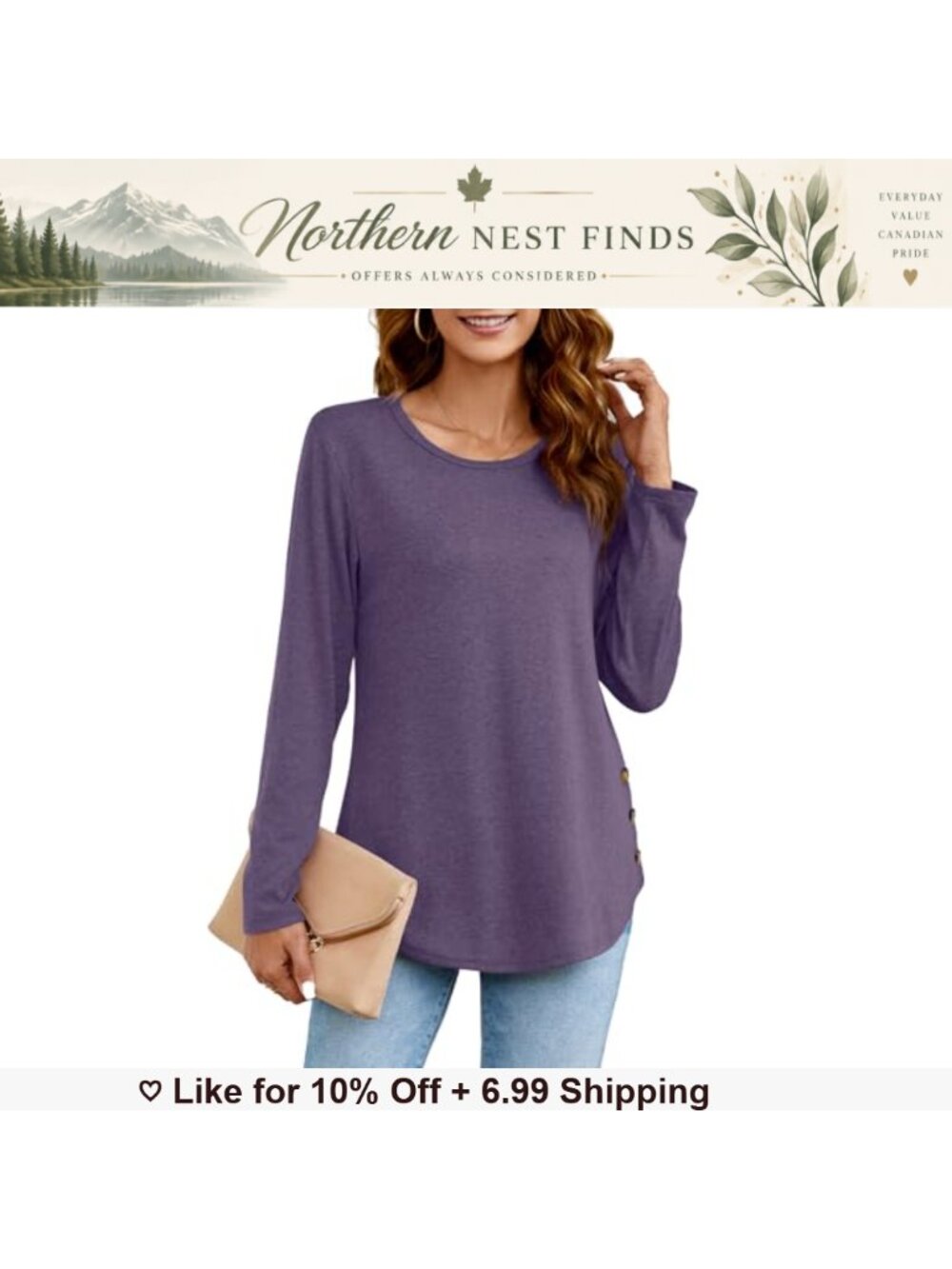 Women's Long Sleeve Tunic Top Loose Fit Casual Blouse